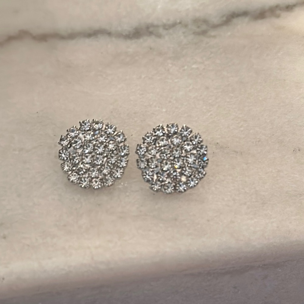 Elegant Silver Crystal Stud Earrings